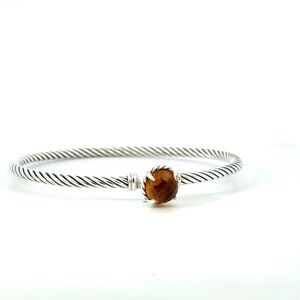 David Yurman 925 Silver Citrine Petite Chatelaine Cable Hook Closure Bracelet